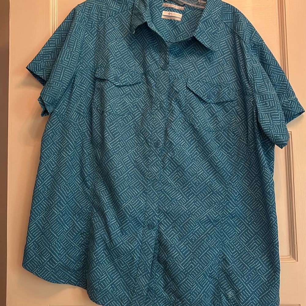 Columbia Button Front Short Sleeve Shirt OMNI-SHADE Nylon Men’s‎ Size 1X/1TF